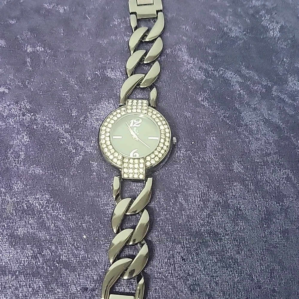 Premier Designs Jewelry Caviar Rhinestone Link Watch Fine Jewelry Charcoal